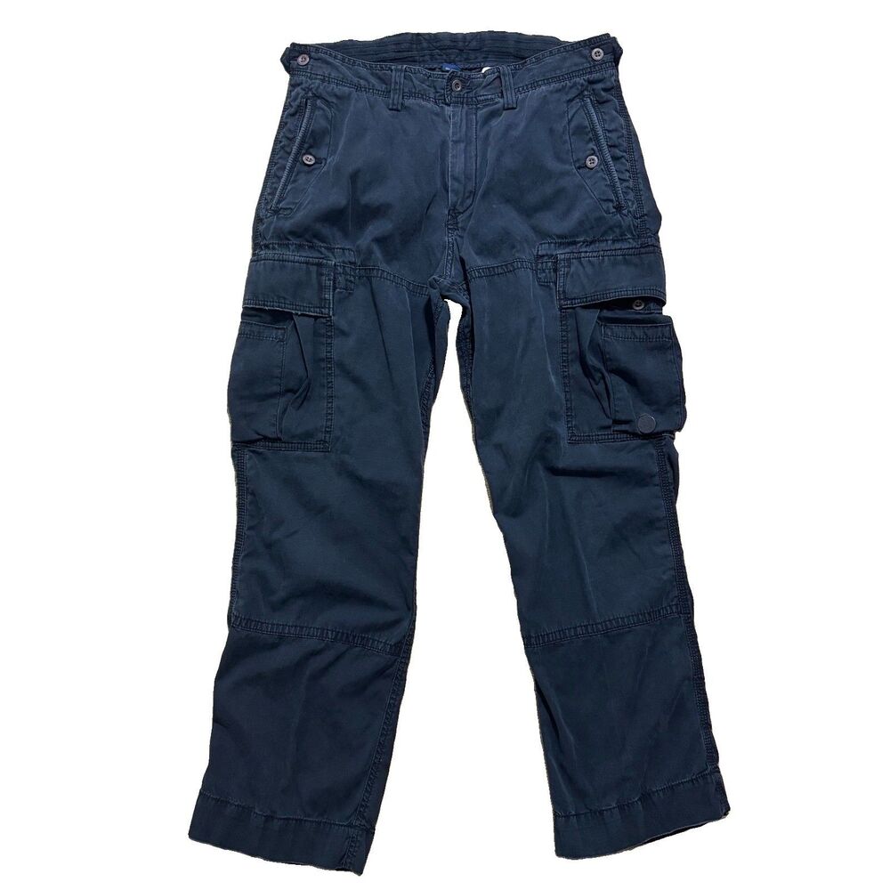 Vintage Polo Ralph Lauren Military Cargo Pants Men’s 34x30 Navy Blue Cotton Y2K